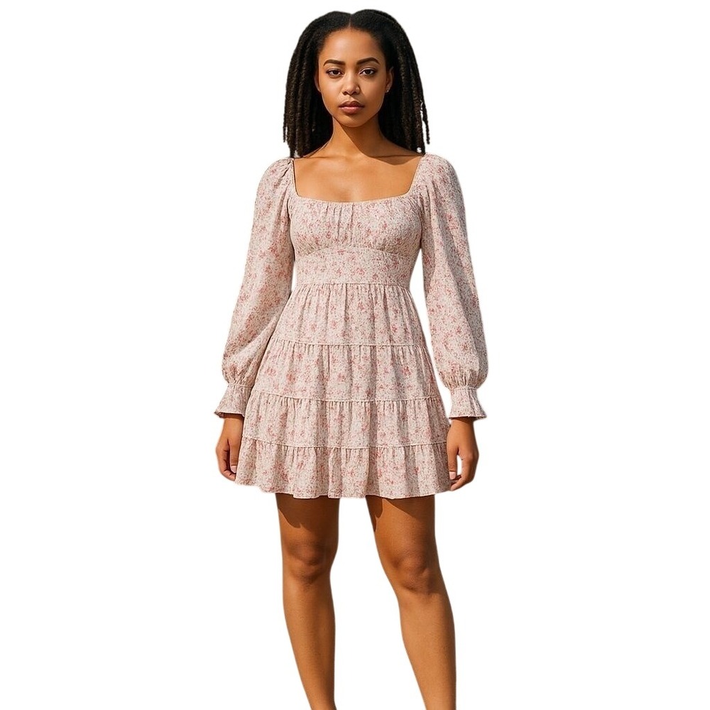 Altar'd‎ State Floral Tiered Mini Dress Long Sleeve Cottagecore Bohemian XL NWT